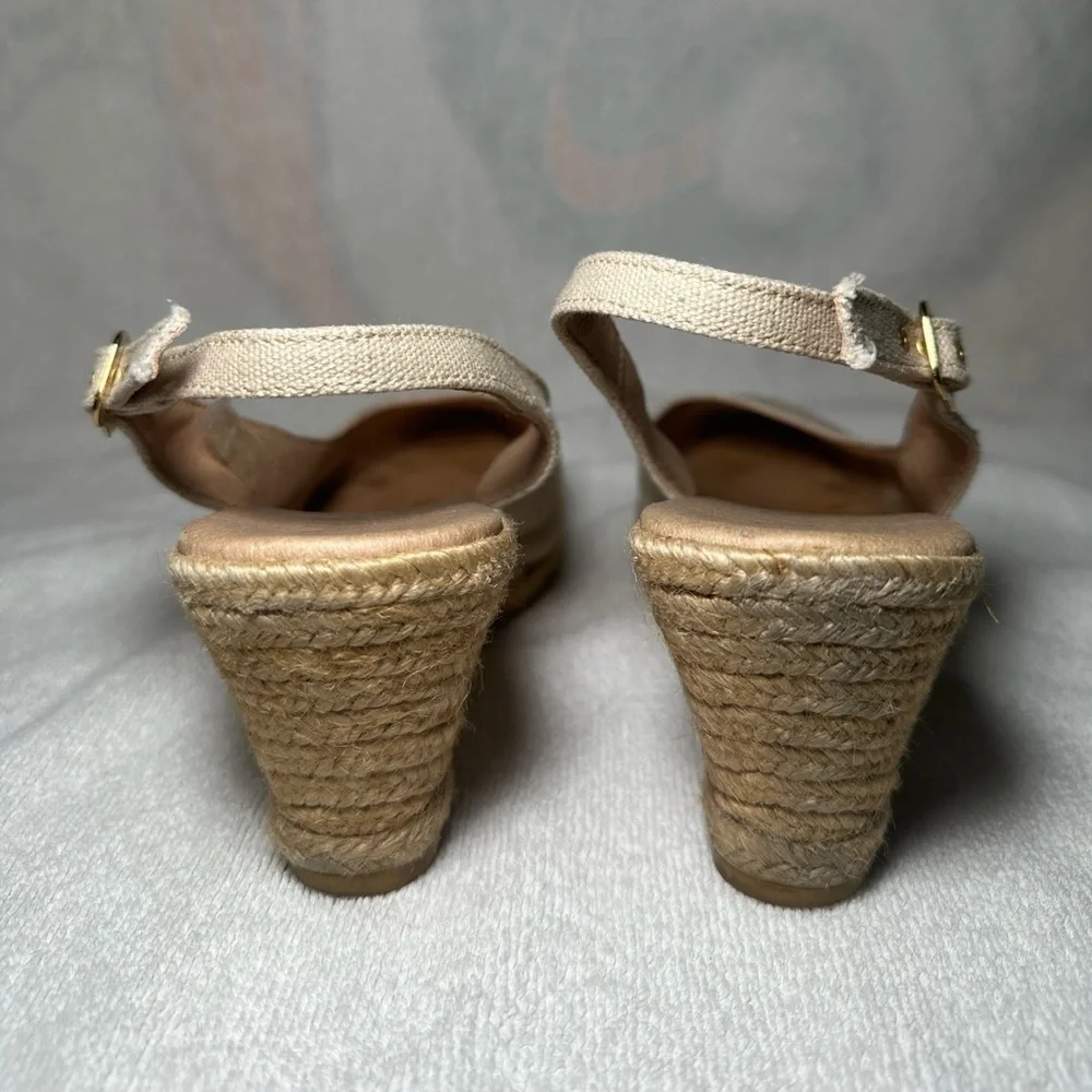 VISCATA Barcelona Palomera Canvas Slingback Buckle Wedge Espadrilles Size 39/8